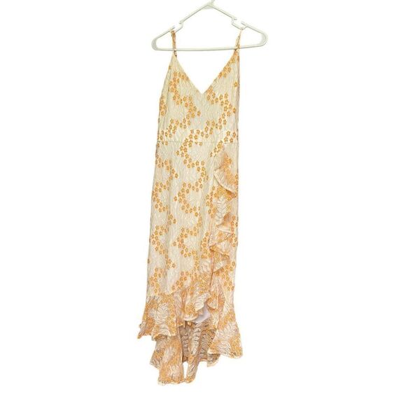Lovers + Friends Bridget MIDI Dress in Ivory & Orange Size Medium NWT (READ) 4-8 - Picture 4 of 7